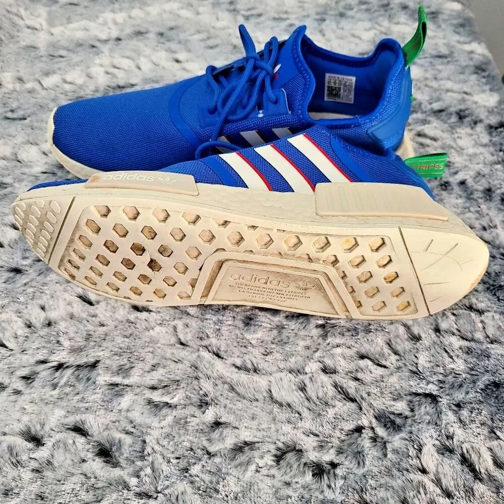 Adidas Men's NMD_R1 Shoes Blue, white and Red Size 10 1/2 MISSING INNER